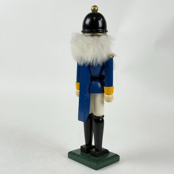 Vintage Handcrafted Wooden Nutcracker Soldier Figurine Decor Blue Uniform - Picture 5 of 8